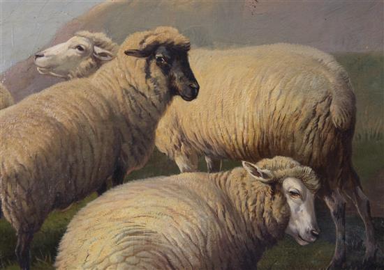 Thomas Sidney Cooper (1803-1902) Sheep on a hillside 28 x 36in.